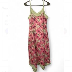 Floral Pink and Green Chemise Dress